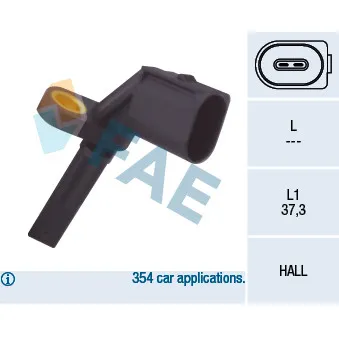 Capteur, vitesse de roue avant droit FAE 78061