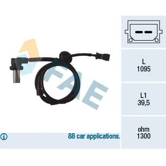 Capteur, vitesse de roue FAE 78062