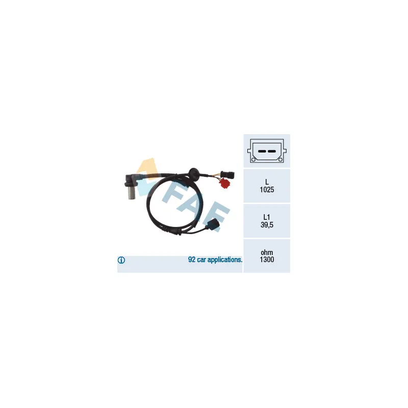 Capteur, vitesse de roue FAE 78063