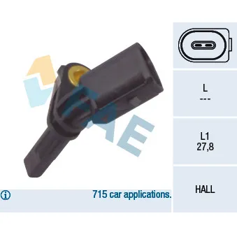 Capteur, vitesse de roue avant droit FAE 78064