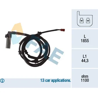 Capteur, vitesse de roue arrière droit FAE