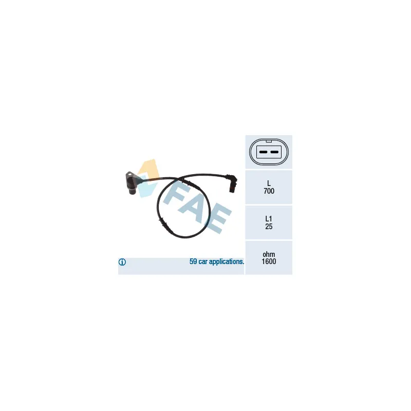 Capteur, vitesse de roue avant droit FAE 78073
