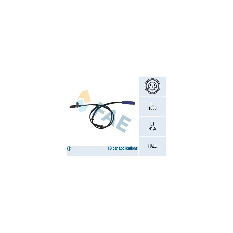 Capteur, vitesse de roue FAE 78076
