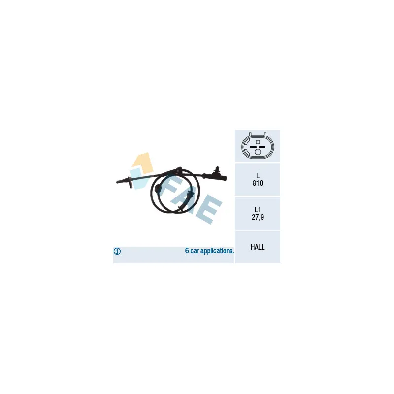 Capteur, vitesse de roue FAE 78079