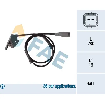 Capteur, vitesse de roue FAE 78080