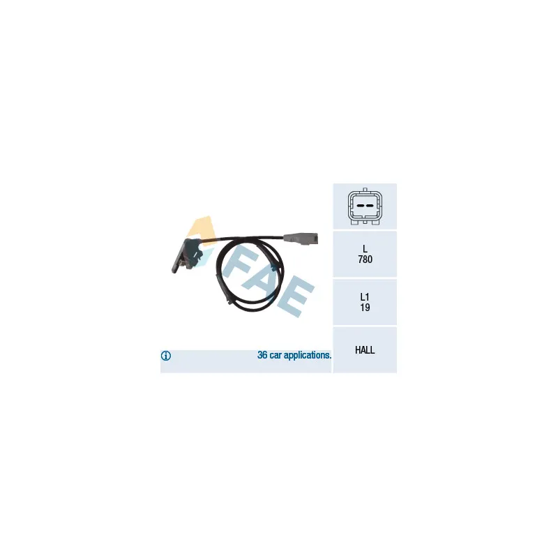 Capteur, vitesse de roue FAE 78080
