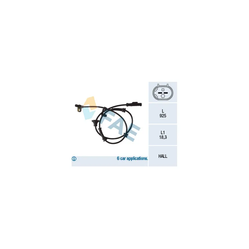 Capteur, vitesse de roue FAE 78081