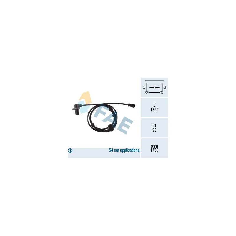 Capteur, vitesse de roue FAE 78083