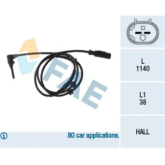 Capteur, vitesse de roue FAE 78084
