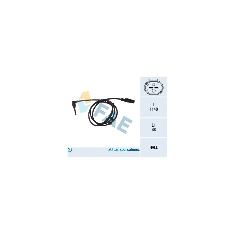 Capteur, vitesse de roue FAE 78084