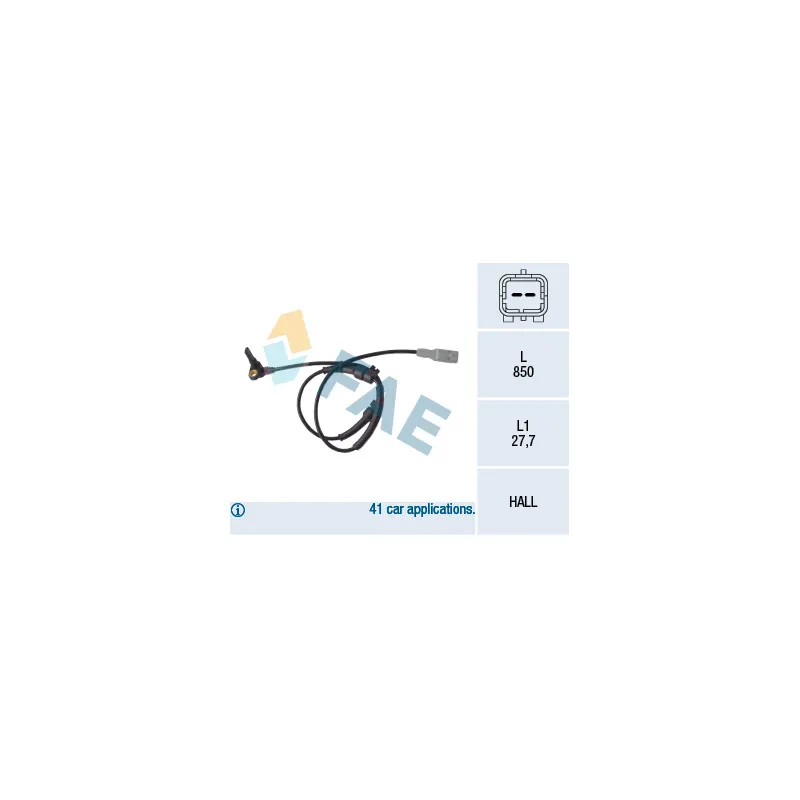 Capteur, vitesse de roue avant droit FAE 78087