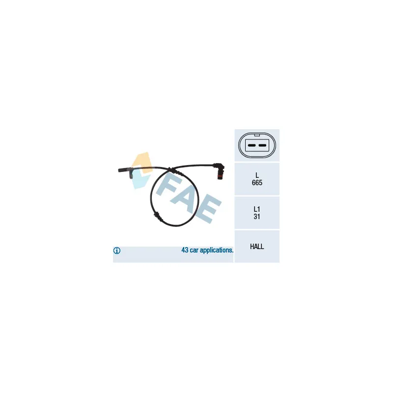 Capteur, vitesse de roue FAE 78088