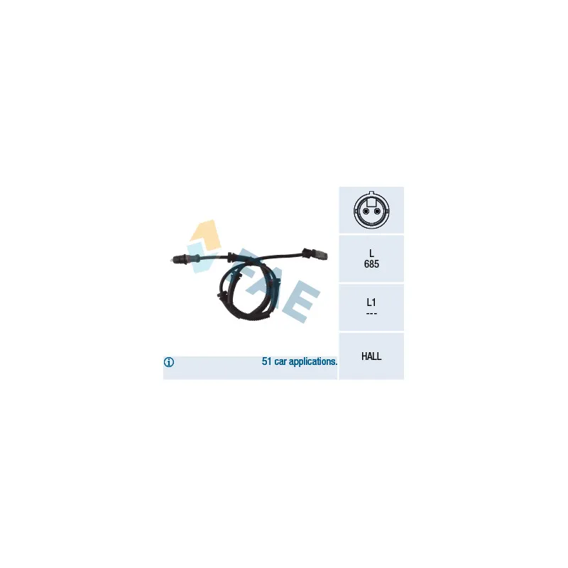 Capteur, vitesse de roue FAE 78095