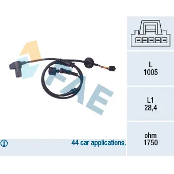 Capteur, vitesse de roue FAE 78097