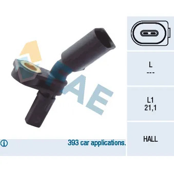 Capteur, vitesse de roue avant droit FAE 78103