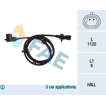 Capteur, vitesse de roue avant droit FAE 78105