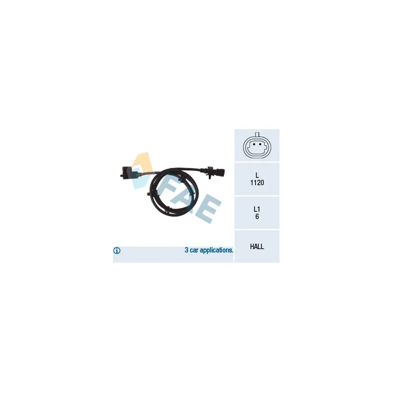 Capteur, vitesse de roue avant droit FAE 78105