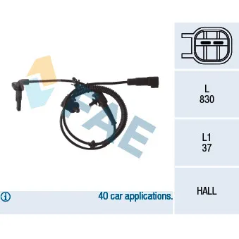 Capteur, vitesse de roue FAE 78109