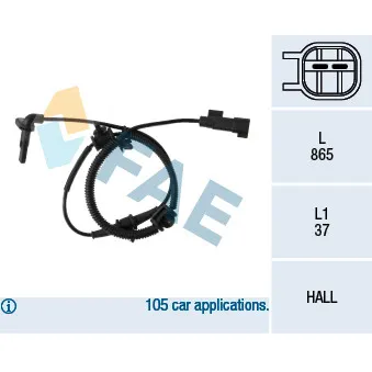 Capteur, vitesse de roue FAE 78111