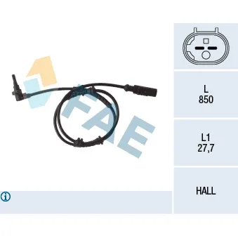 Capteur, vitesse de roue FAE 78112