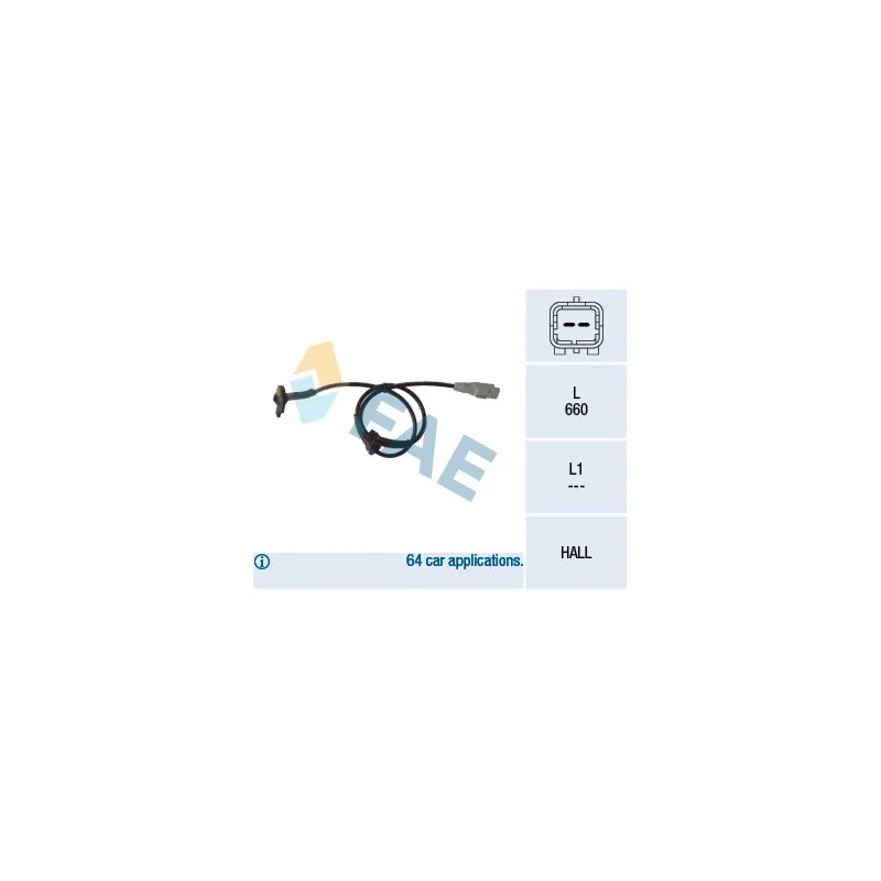 Capteur, vitesse de roue FAE 78117