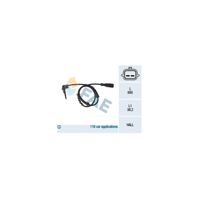 Capteur, vitesse de roue FAE 78119