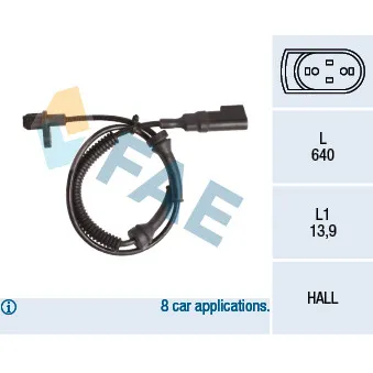 Capteur, vitesse de roue FAE 78145
