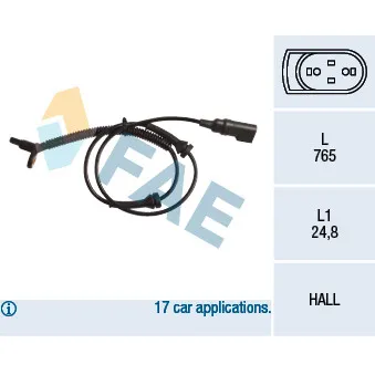 Capteur, vitesse de roue FAE 78153