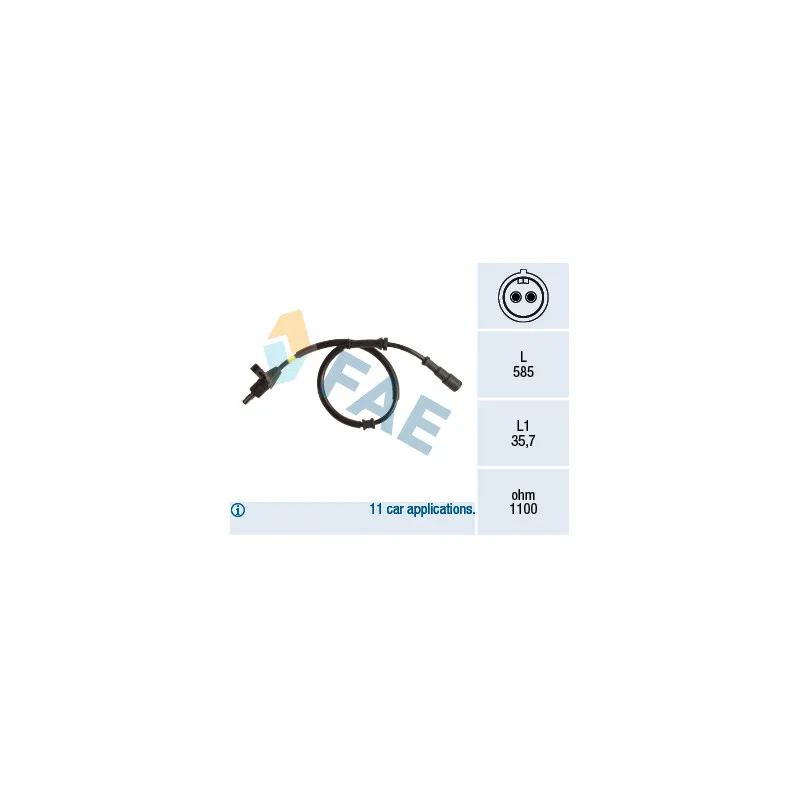 Capteur, vitesse de roue FAE 78165