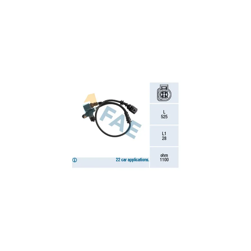 Capteur, vitesse de roue FAE 78176