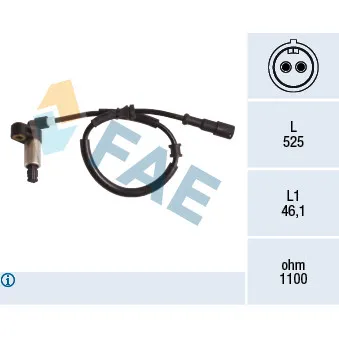 Capteur, vitesse de roue FAE 78191