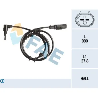Capteur, vitesse de roue FAE 78244