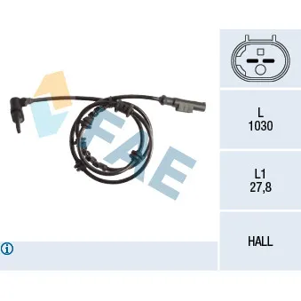Capteur, vitesse de roue FAE 78246