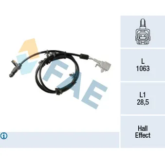 Capteur, vitesse de roue FAE 78332