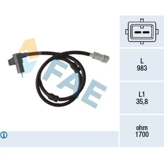 Capteur, vitesse de roue FAE 78370