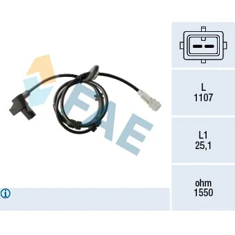 Capteur, vitesse de roue FAE 78372