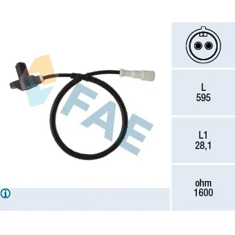 Capteur, vitesse de roue FAE 78400