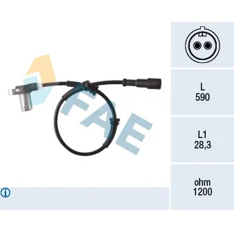 Capteur, vitesse de roue FAE 78416