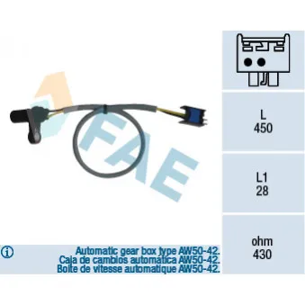 Capteur d'angle, vilebrequin FAE 79126