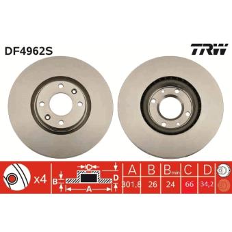 Jeu de 2 disques de frein avant TRW DF4962S