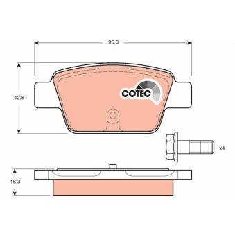 Jeu de 4 plaquettes de frein arrière TRW
