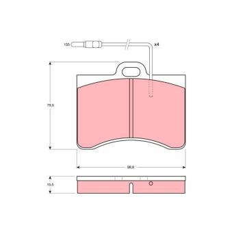 Jeu de 4 plaquettes de frein avant TRW