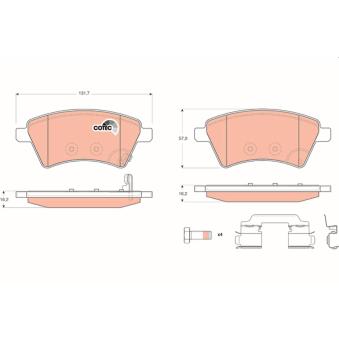 Jeu de 4 plaquettes de frein avant TRW