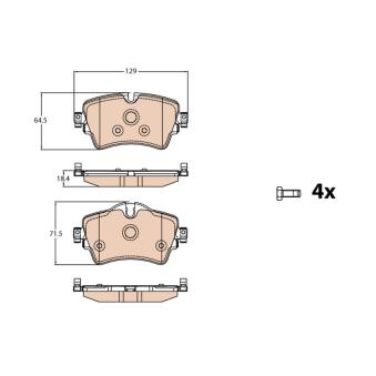 Jeu de 4 plaquettes de frein avant TRW
