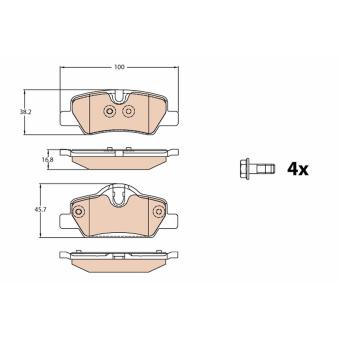 Jeu de 4 plaquettes de frein arrière TRW