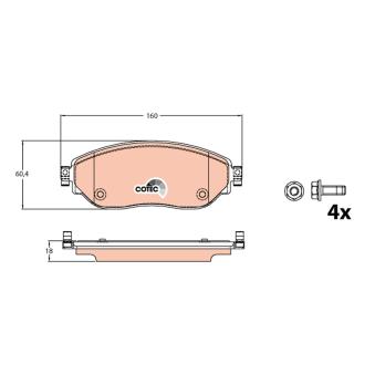 Jeu de 4 plaquettes de frein avant TRW