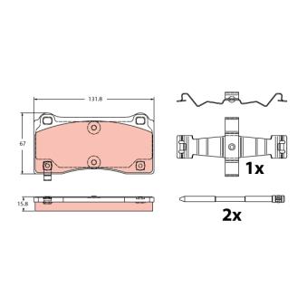 Jeu de 4 plaquettes de frein arrière TRW