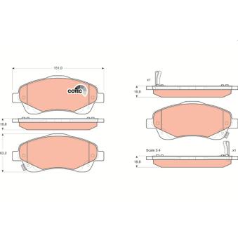 Jeu de 4 plaquettes de frein avant TRW