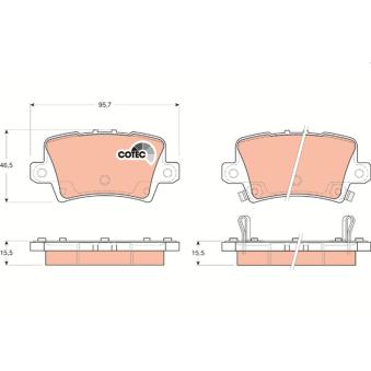 Jeu de 4 plaquettes de frein arrière TRW