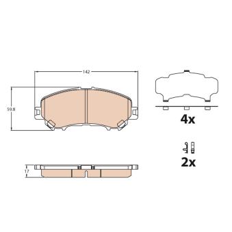 Jeu de 4 plaquettes de frein avant TRW